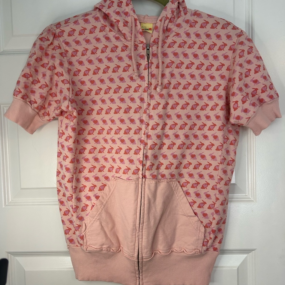 Pink Bunny Patterned Hoodie